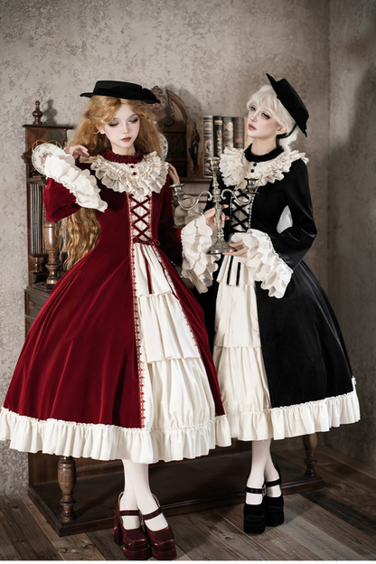 クラシカルエレガントドレス+カラー+リボン+ハット