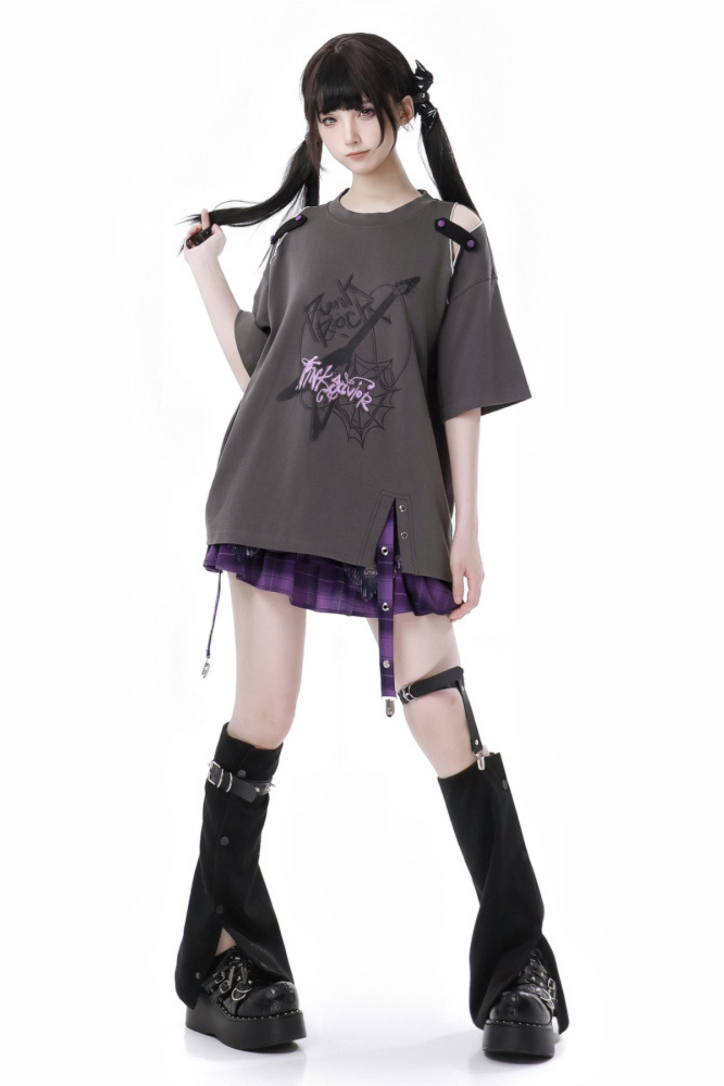 ナイトスケータースカート+ダークトップス