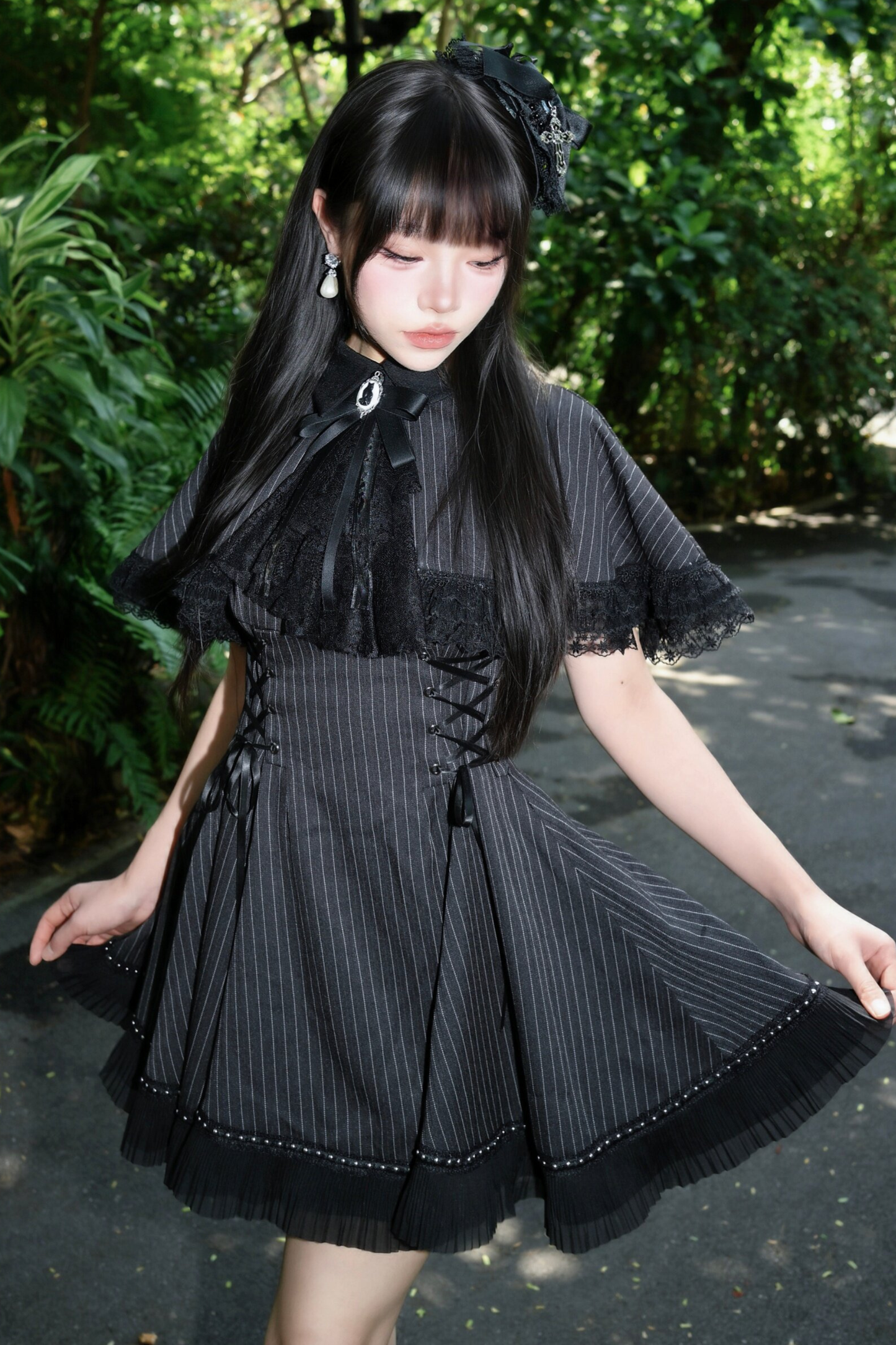 French Stripe Cape Dress