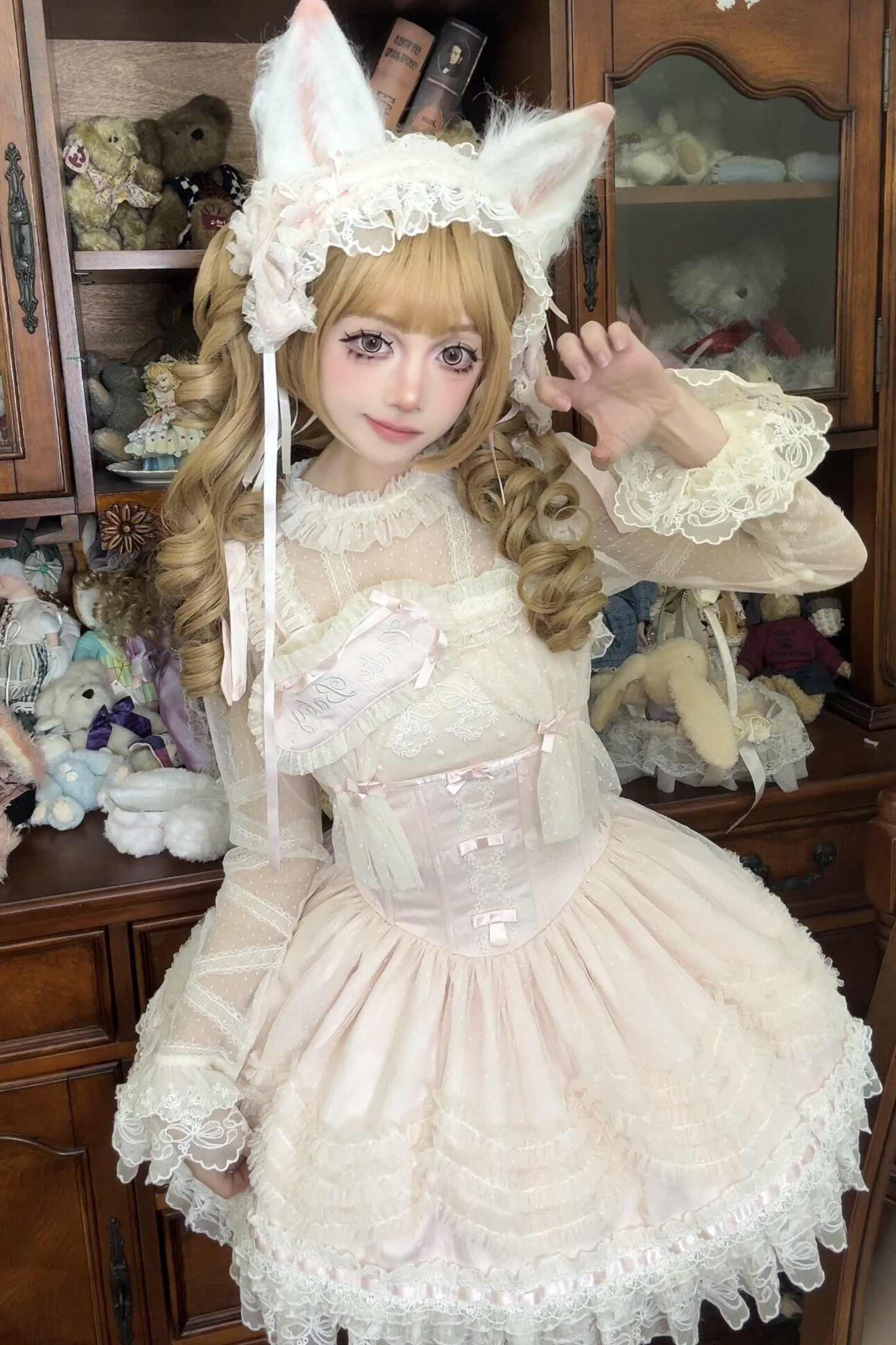 甜美珍妮蘿莉塔吊帶裙+項鍊+帽子+髮帶