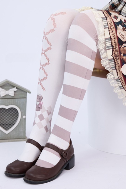 ボーダーアシメキュートロリータタイハイソックス