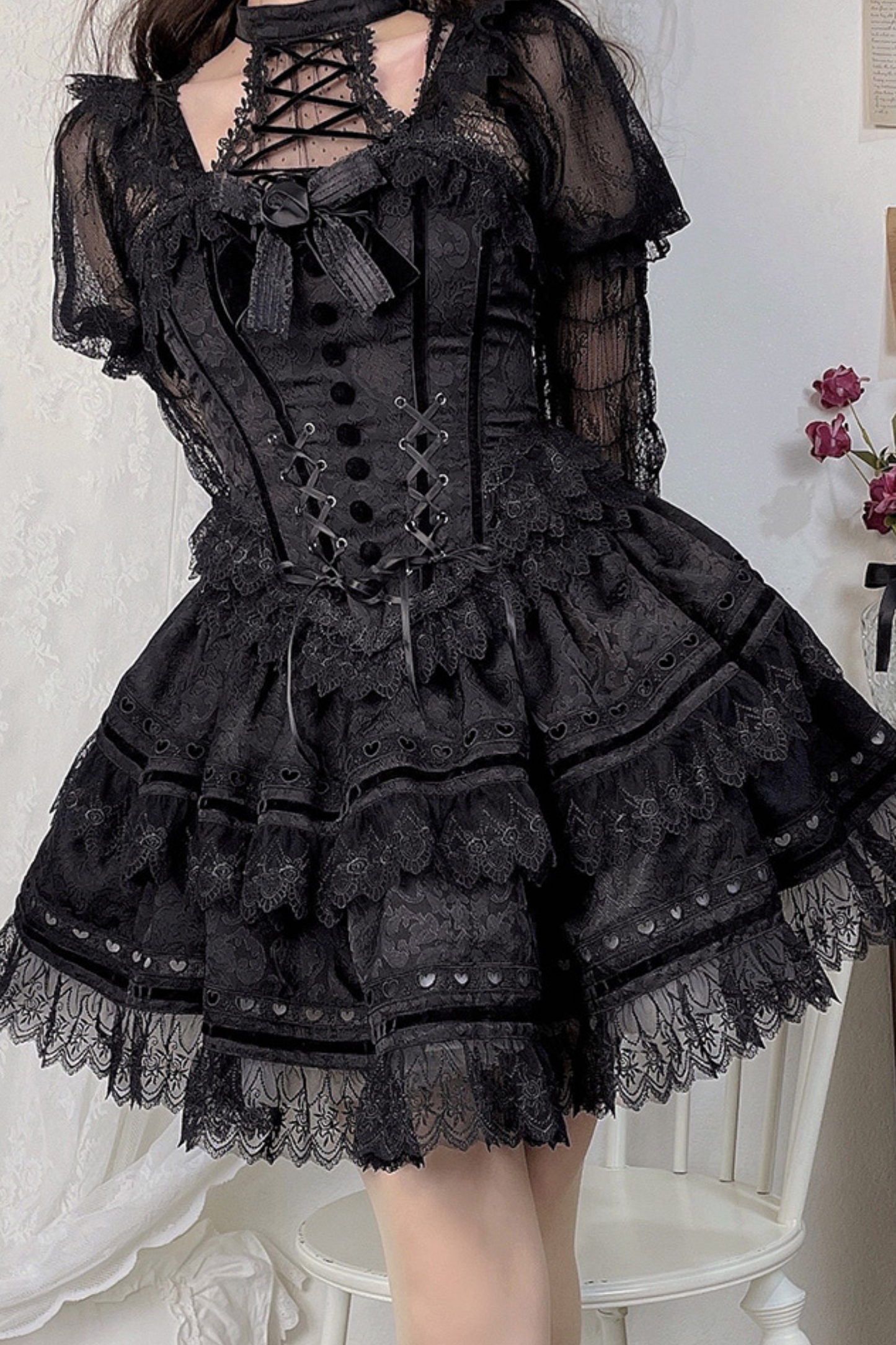 レーススクエアカラーロリータインナートップス