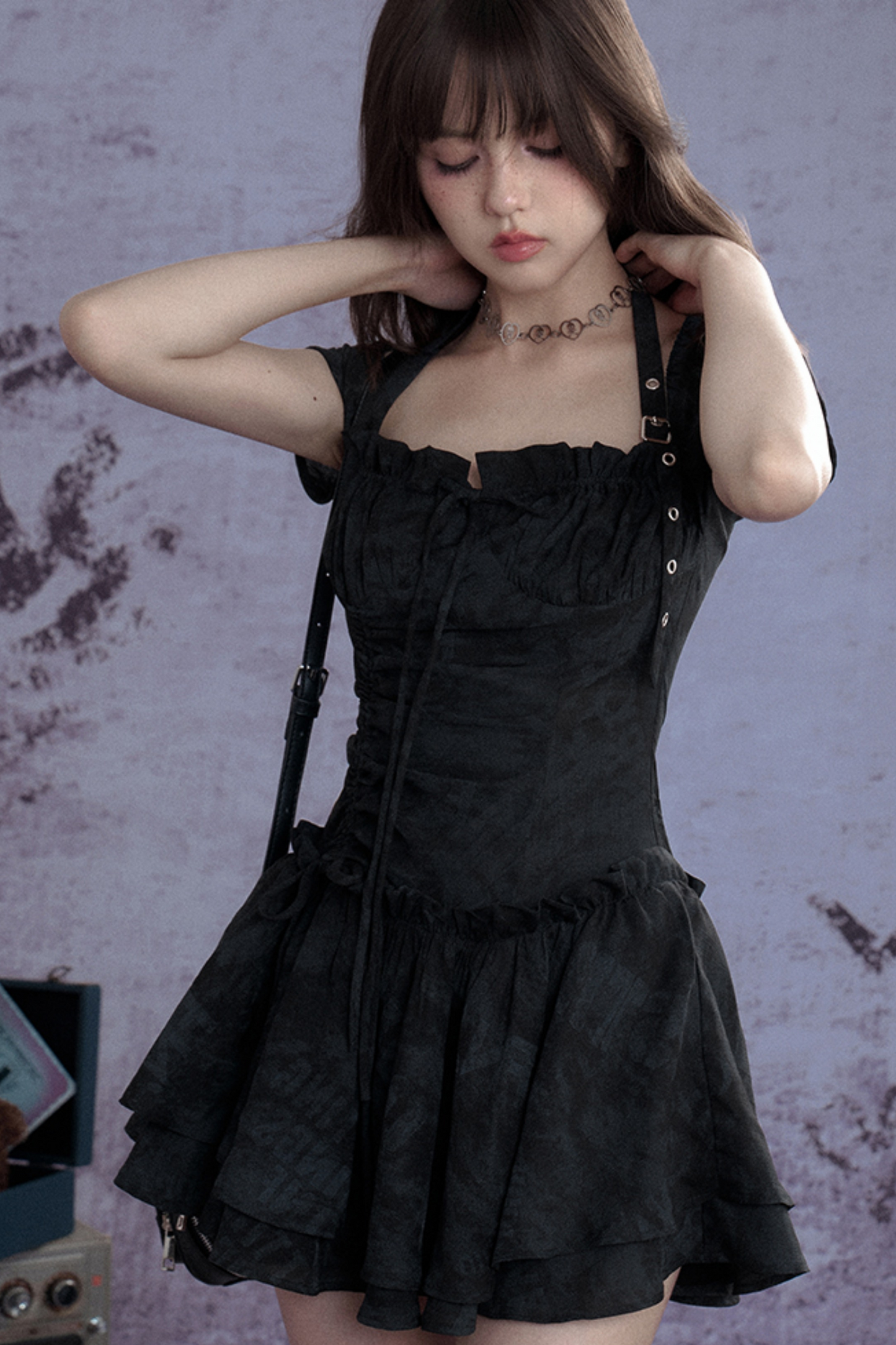 Via Peplum Neck Dress