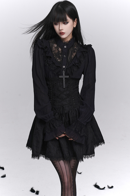 Ghost Girl Gothic Dark High Waist Skirt