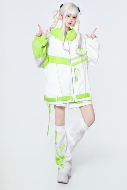 サイバーサブカルジャージジャケット+ショートパンツ+レッグカバー