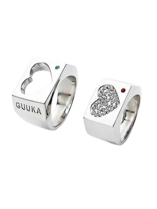 GUUKA trendy brand couple rings for men and women hip-hop Gao Qingchen with the same couple zircon hollow love ring gift box