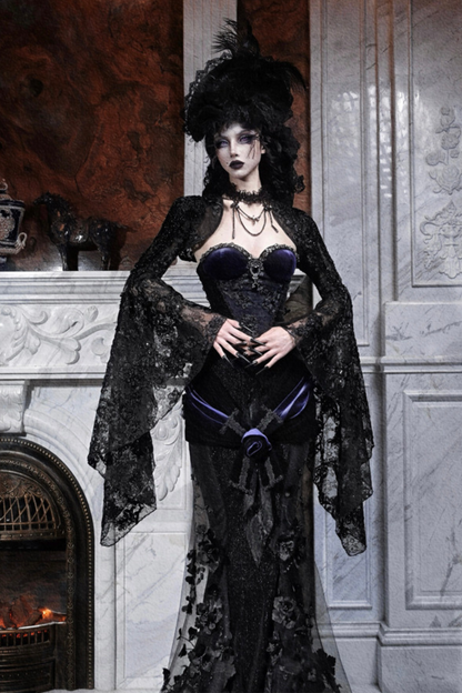 Gothic Gorgeous Diamond Velvet Slim Corset