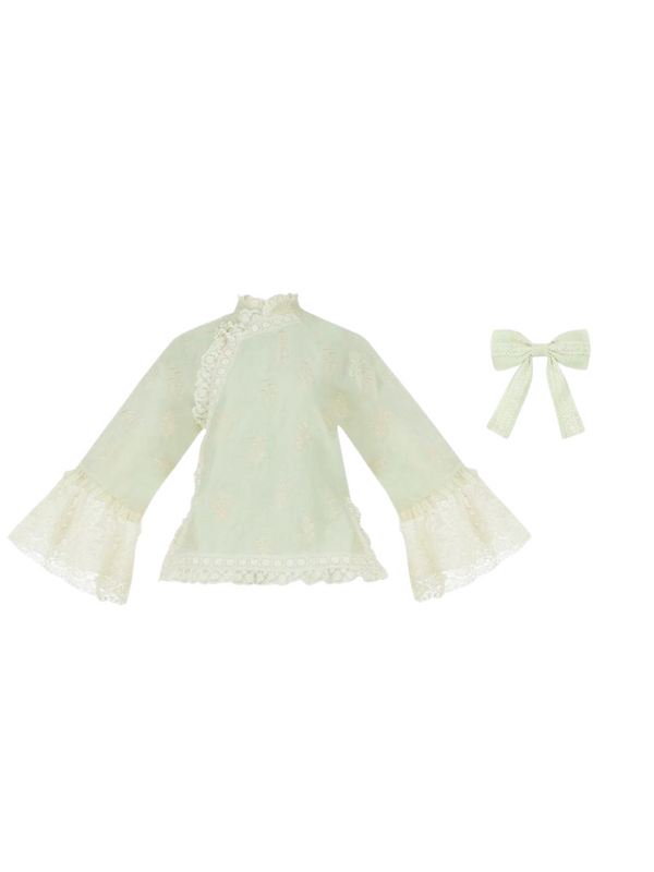 China Romantic Embroidery Lace Shawl + Ribbon Top + Skirt + Apron