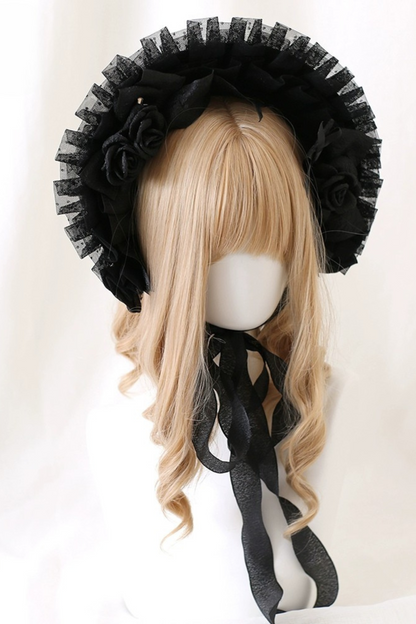 Rose Frill Lolita Bonnet