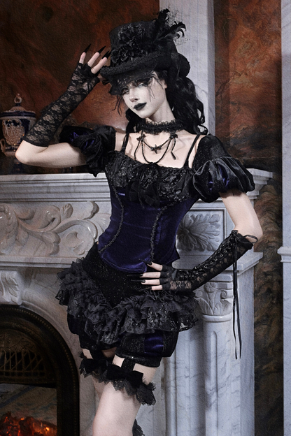 Gothic Velvet Lace Culottes Gorgeous Pumpkin Pants