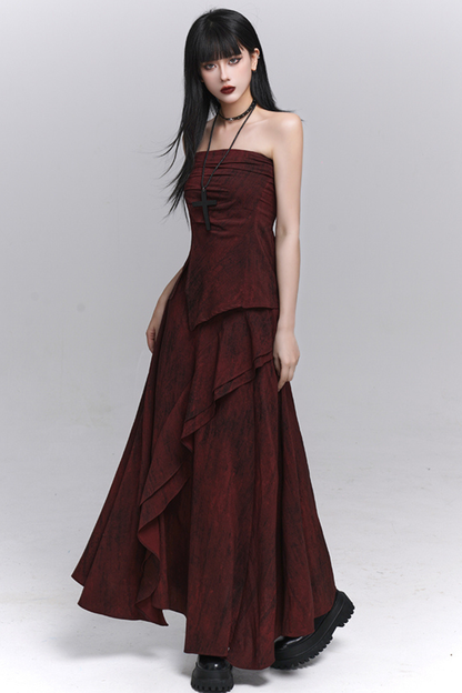 ダークレッドバンドゥ＋ロングスカート