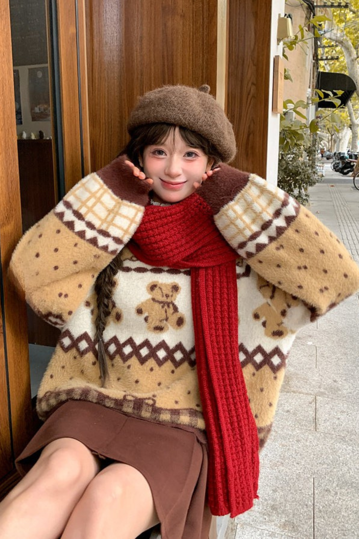 レトロベアジャカードニット