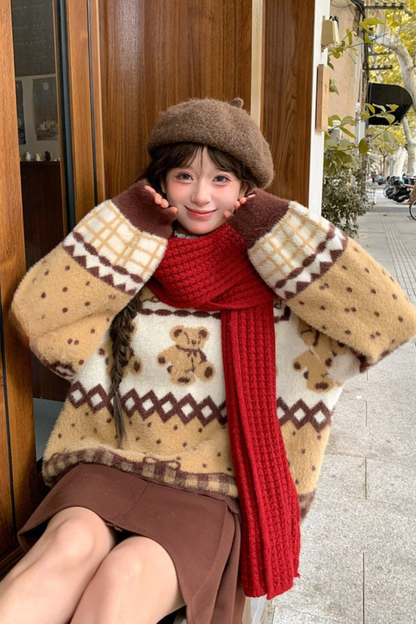 レトロベアジャカードニット