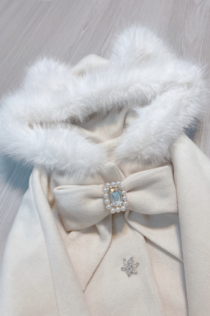 猫耳ドリルバックルウールマント