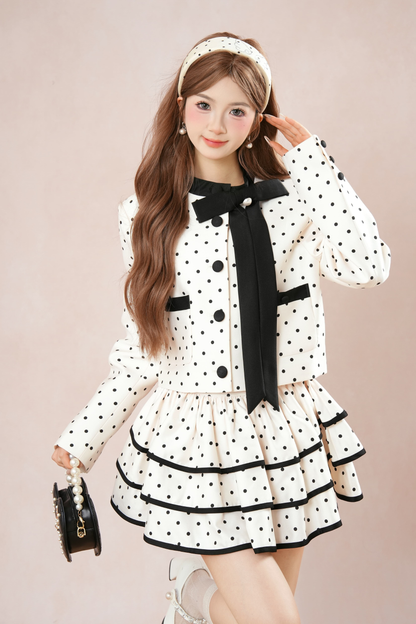 フレンチドットジャケット+ティアードスカート