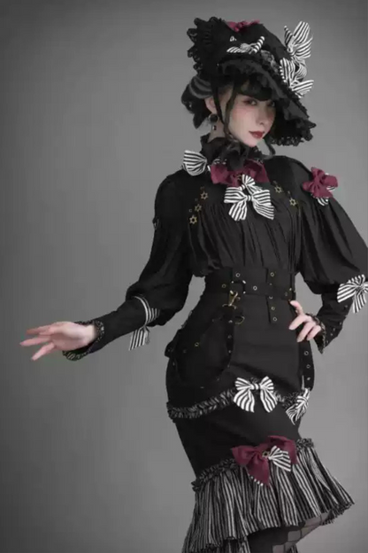 [Reservation product] Oriana retrovintage gothic elegant shirt + fish tail skirt