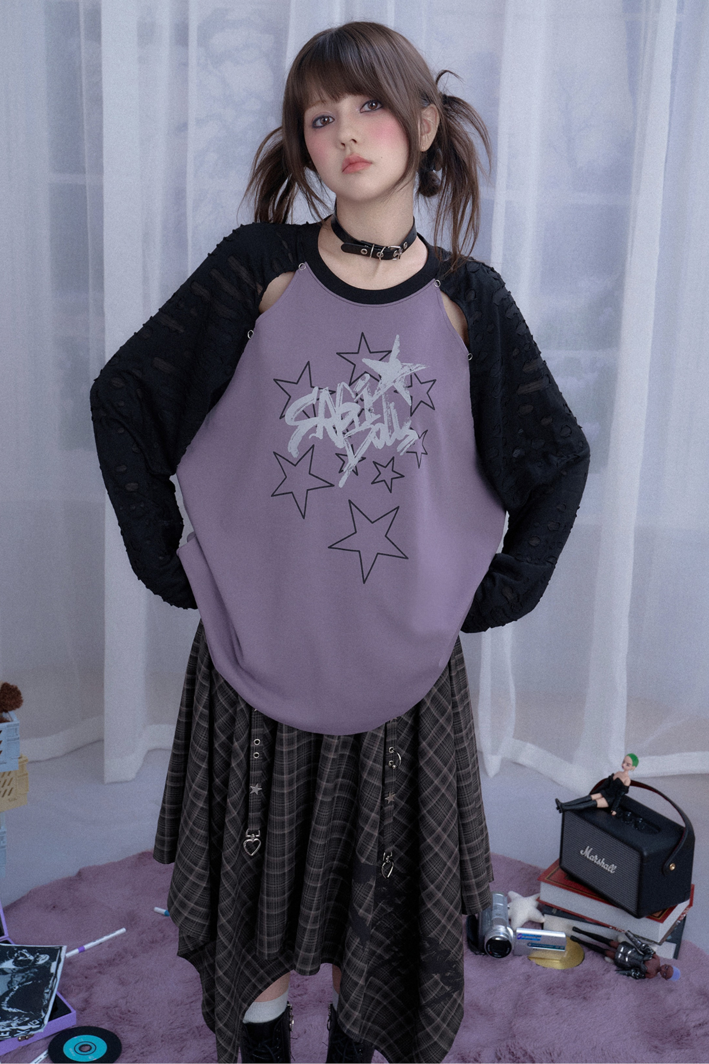 Night Star Raglan Sleeve Loose Top