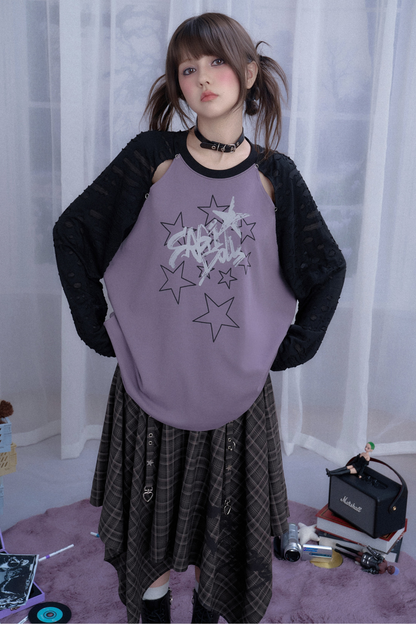 Night Star Raglan Sleeve Loose Top