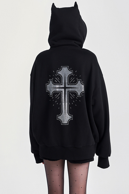 クロスルーズデビルフードジップパーカー