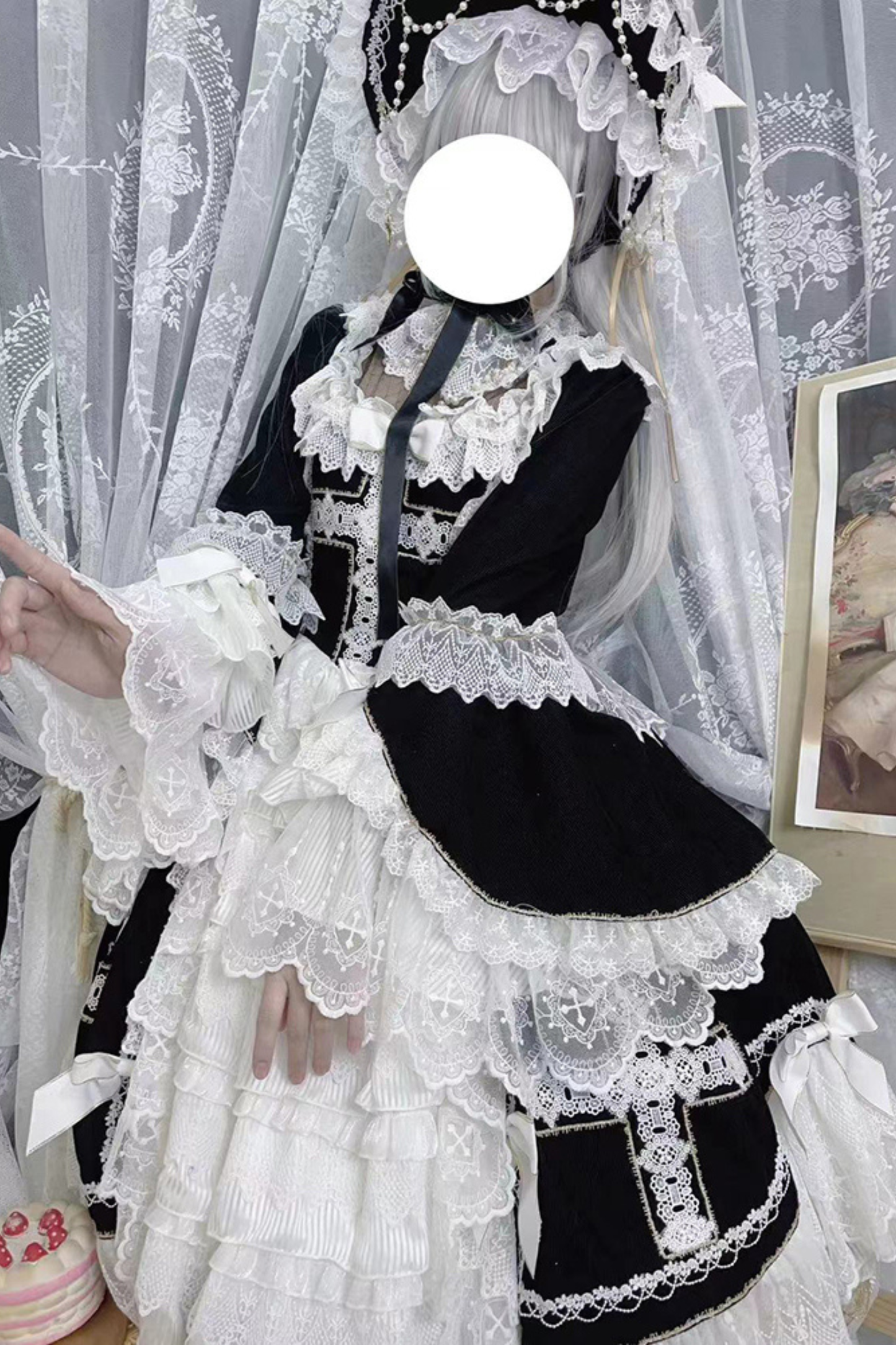 ゴシックドールレースドレス+ボンネット