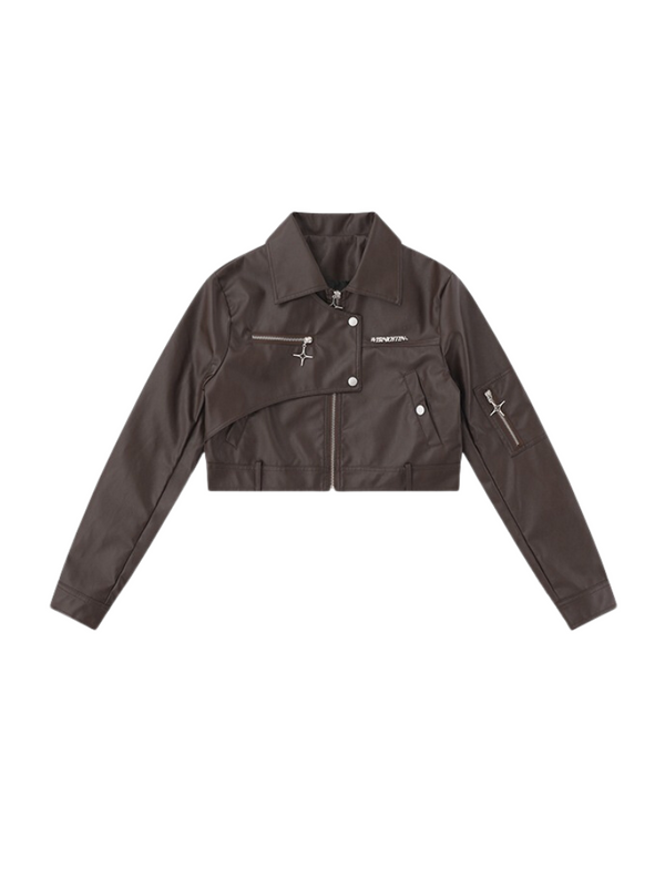 アメリカンレトロマルチボタンデザインレザージャケット