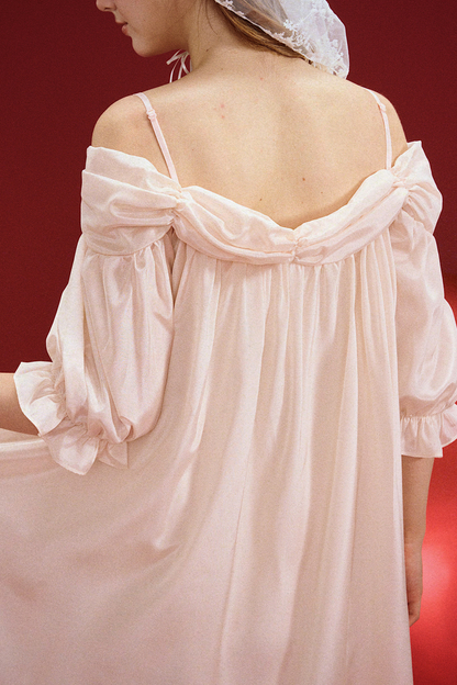 Almond Macaroon One Shoulder Nightdress