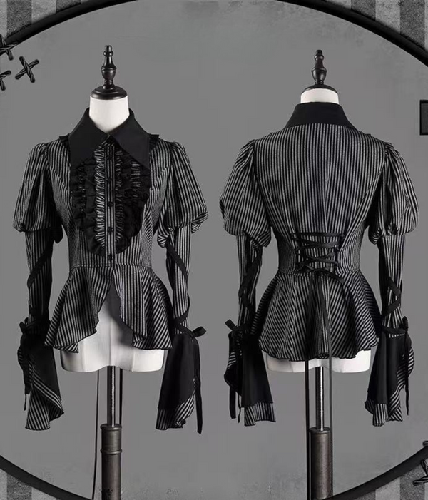 【予約商品】ダークストライプジスリーブシャツ＋コルセット＋スカート