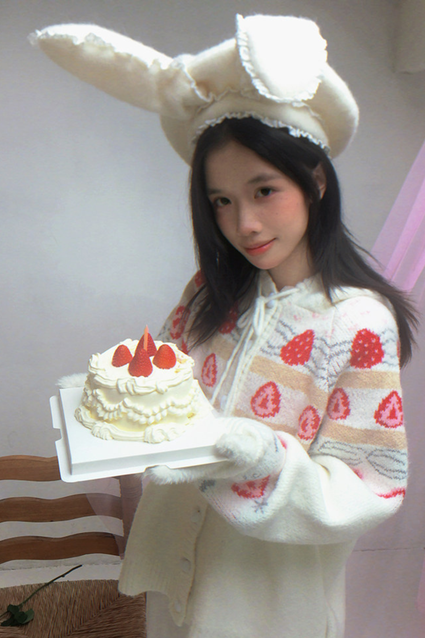 Strawberry Cake Mohair Cardigan