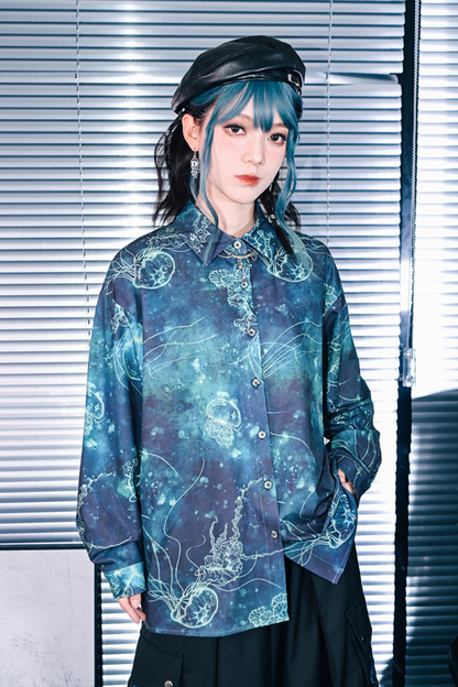 クラゲプリントシャツ