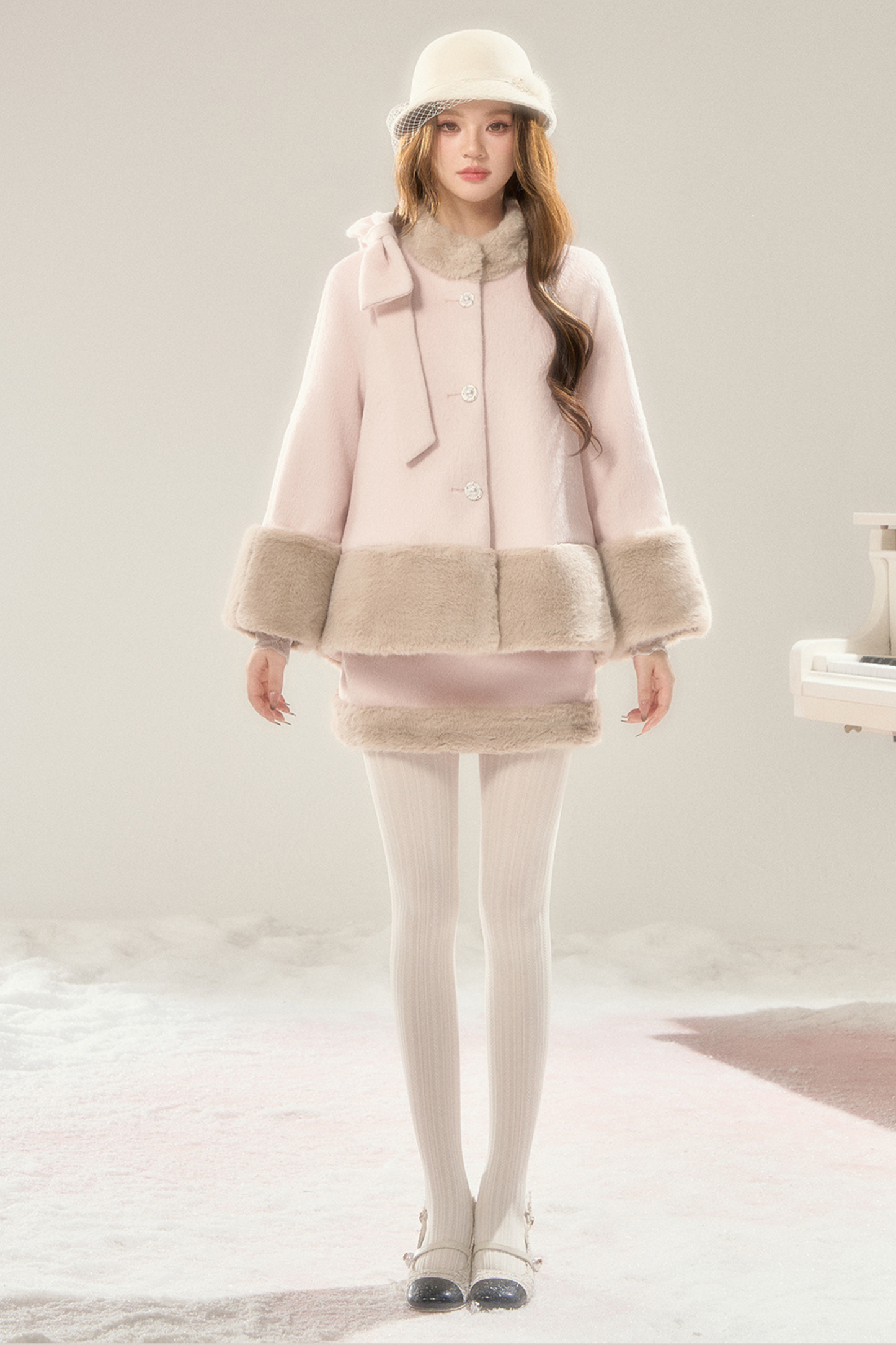 Sugar Latte Fur Coat + Fur Skirt