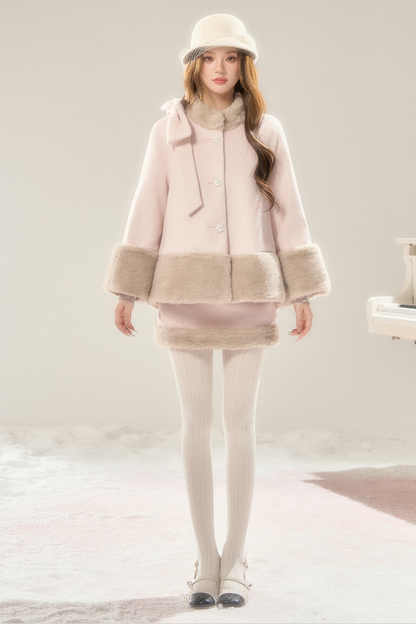 Sugar Latte Fur Coat + Fur Skirt
