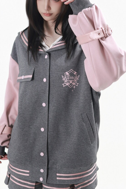 세일러 칼라 재킷 + 플리츠 스커트 + 롱 팬츠