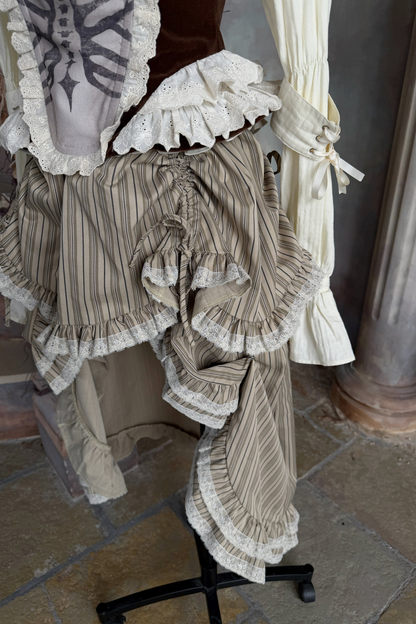 스트라이프 레이스 티어드 스커트