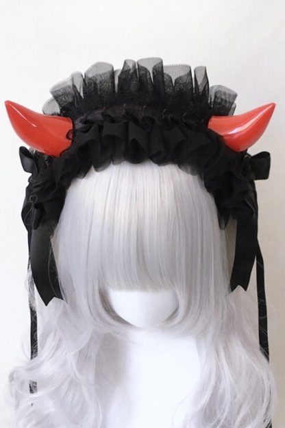 デビルホーンレースロリータヘッドバンド