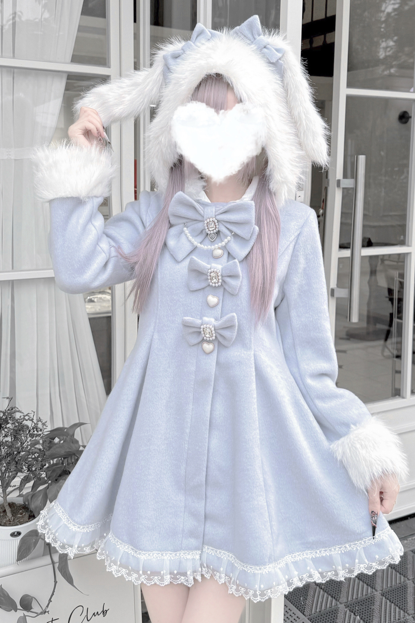 うさ耳ファーフードドールコート