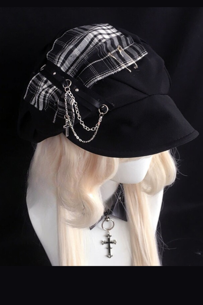 暗黑格纹云朵帽