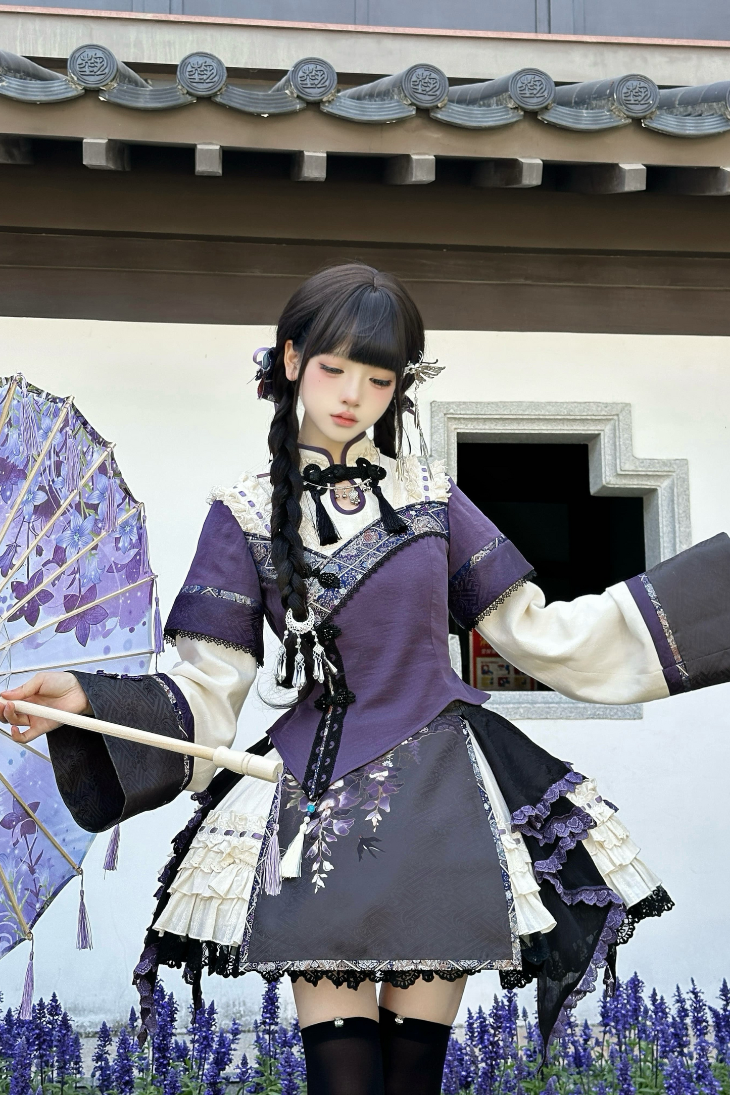 China Style Girl Lolita Top + Skirt + Catsuit + Clips