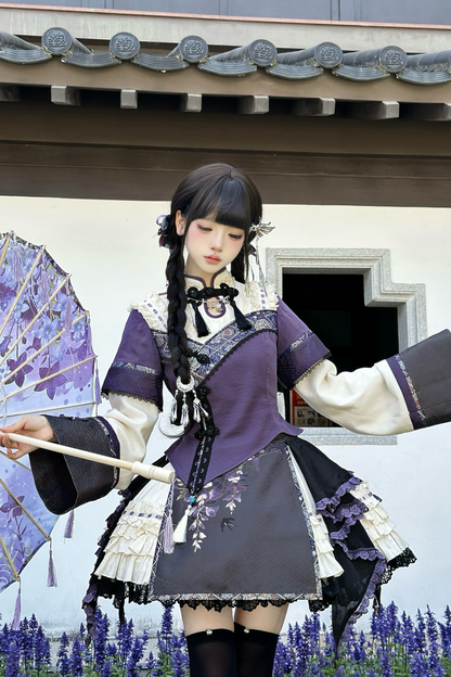 China Style Girl Lolita Top + Skirt + Catsuit + Clips