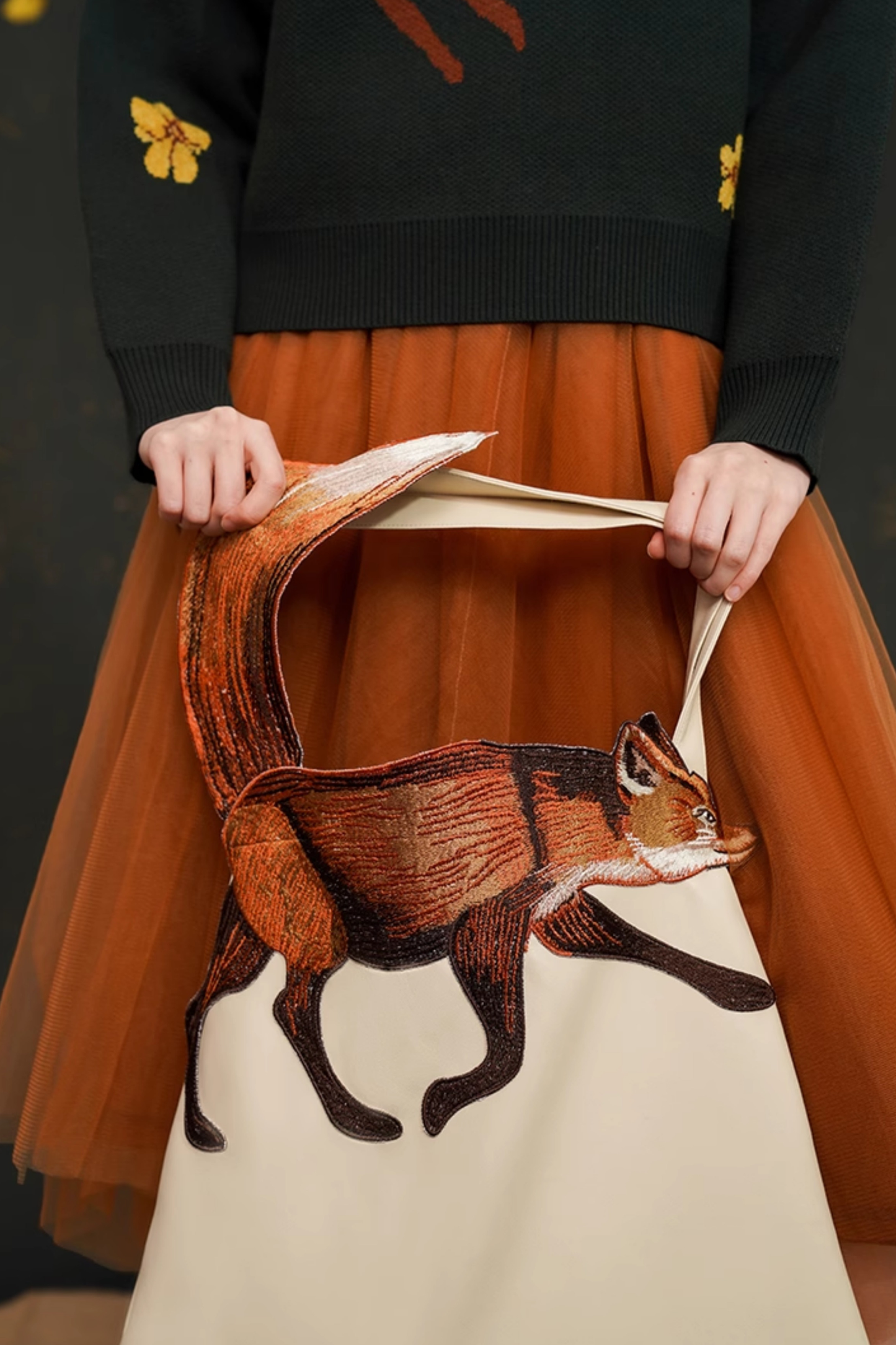 キツネショルダーキャンバスバッグ