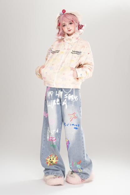 レインボーグラフィティコットンジャケット