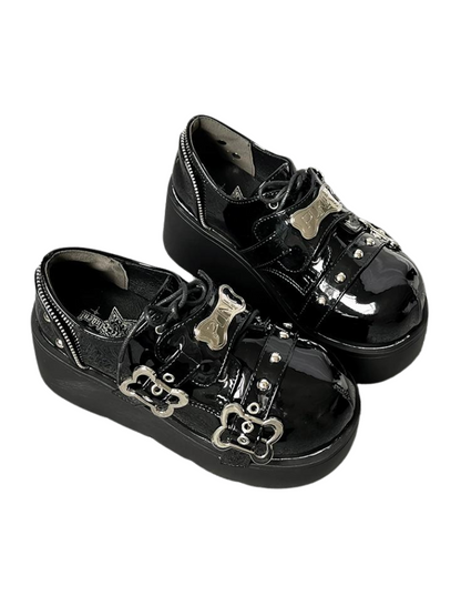 Angel Puppy Punk Style Round Toe Platform Shoes [Denim, Enamel