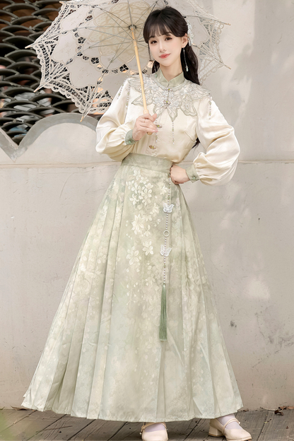 Jasmine Rain Long Sleeve Shirt + Elegant Skirt