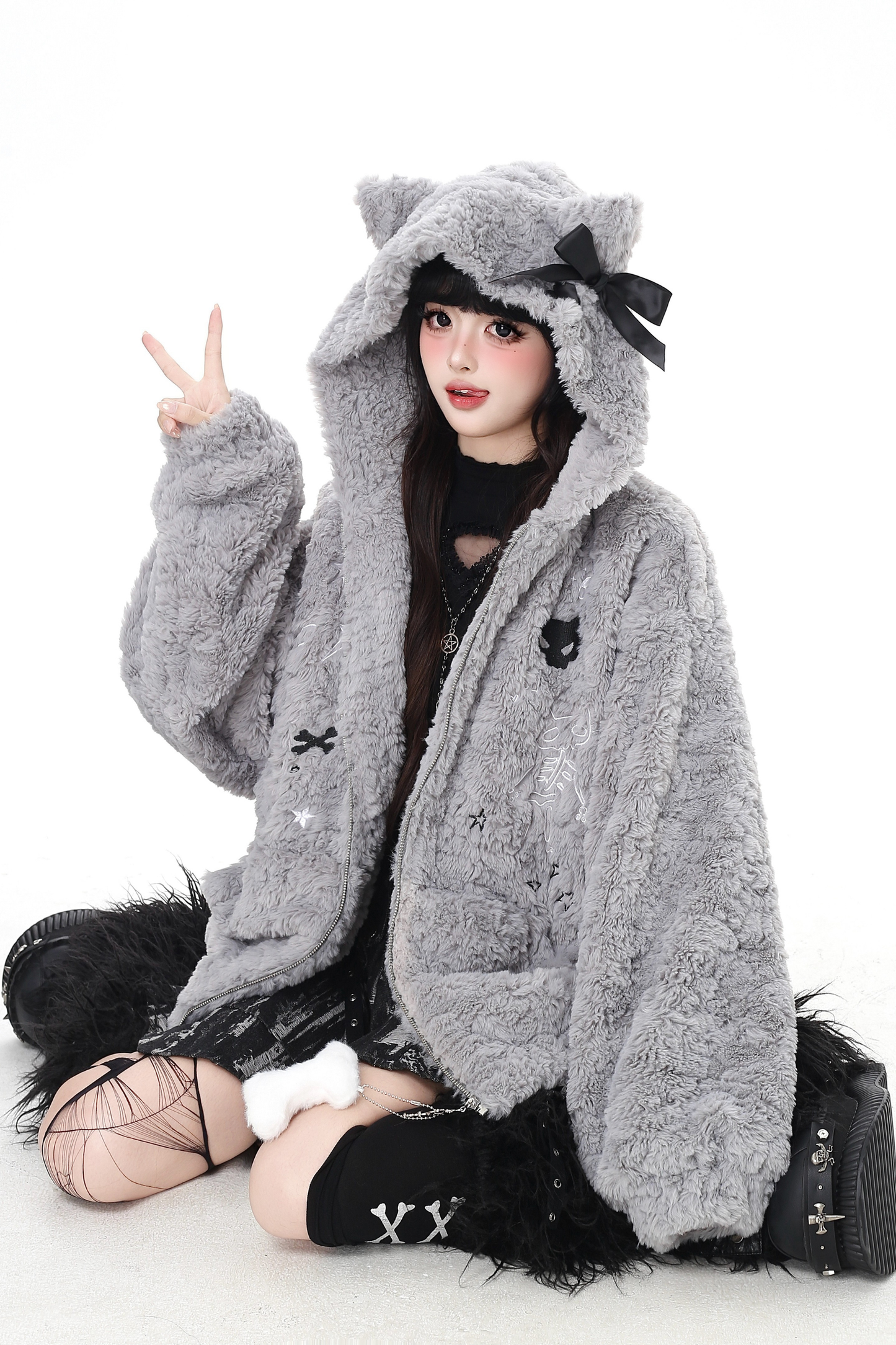 リボンキャットフードファージャケット