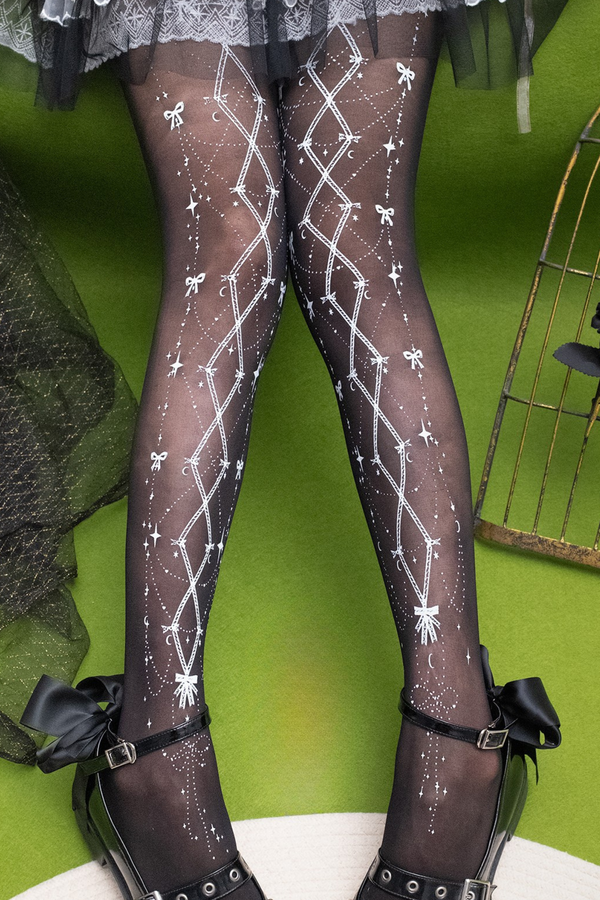 レースアッププリンセスロリータタイツ