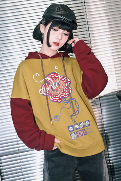 ラフレシアフラワーバイカラーフードパーカー