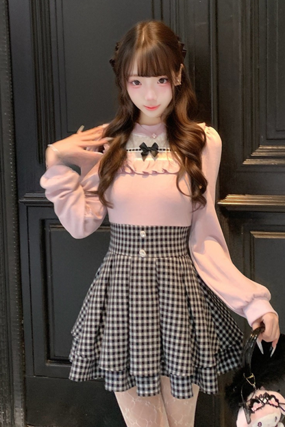 Sweet Graphic Check Dress