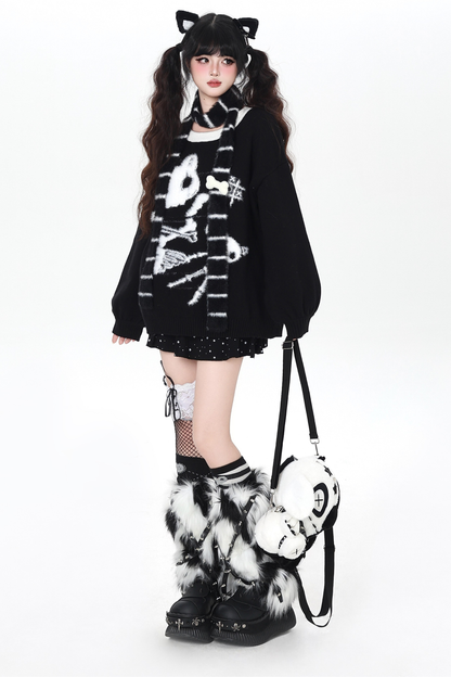 Cat Guy Cotton Loose Knit + Scarf