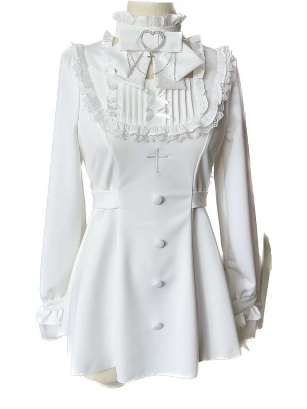 Eltuan Ribbon Lace Cross Embroy Dary West Mark Dress Suit