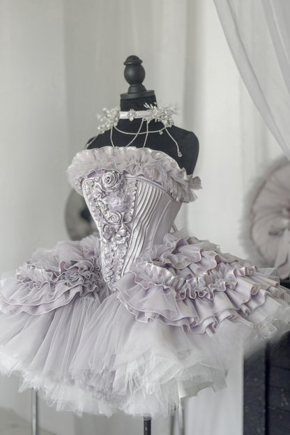 ビクトリアフラワーチューブトップス＋ショートスカート＋ロングスカート＋ガーゼスカート＋アームリング＋チョーカー