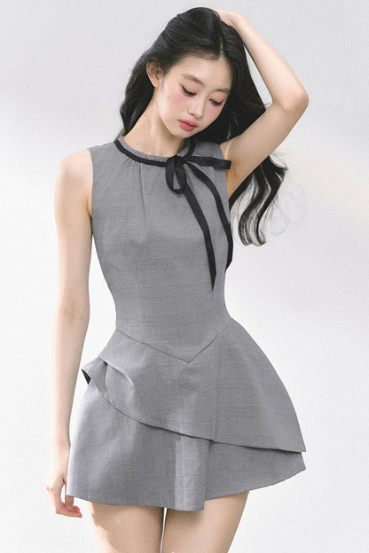 フレンチガーリーリトルリボンノースリーブワンピース